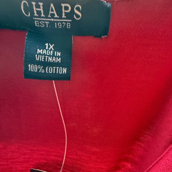 Chaps Woman Plus Size 1X Pullover Cotton Top with Ruffle Desert Pink NWT - Picture 4 of 16